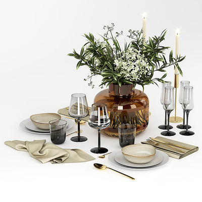 桌面餐具装饰品蜡烛3d模型