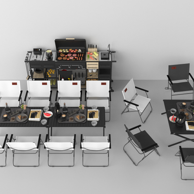 露营桌椅3d模型