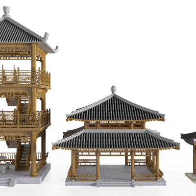 凉亭阁楼建筑构件3d模型