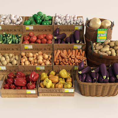 水果蔬菜篮3d模型