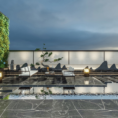 庭院水景户外沙发组合3d模型