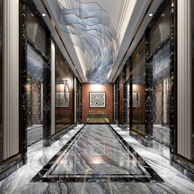 酒店电梯厅3d模型