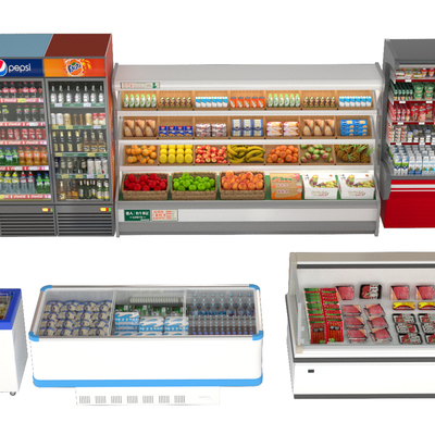 超市冰鲜冷藏柜冰箱3d模型下载