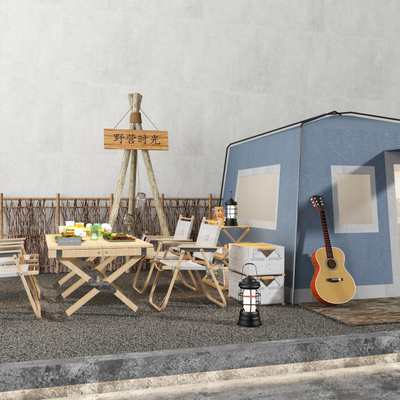 露营桌椅3d模型