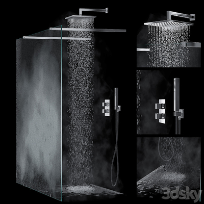 淋浴间花洒喷头免费3d模型