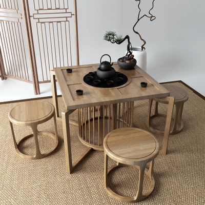 茶桌椅3d模型下载