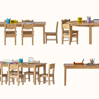 儿童桌椅组合3d模型
