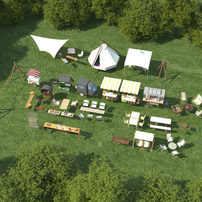 户外帐篷露营基地3d模型