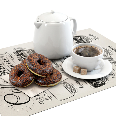 甜甜圈咖啡食品3d模型