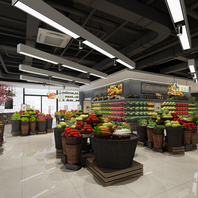 超市水果蔬菜区3d模型
