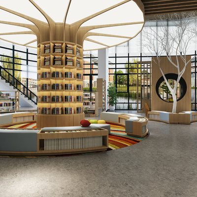 图书馆阅览室3d模型