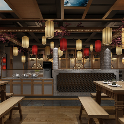 中式餐饮店3d模型