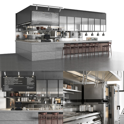 咖啡厅操作台吧台3d模型下载