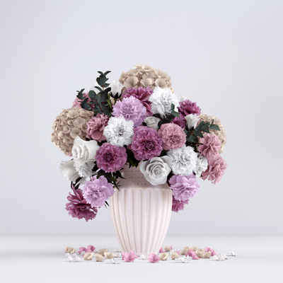 花瓶花卉3d模型下载