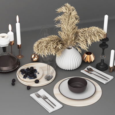 餐桌餐具装饰品3d模型