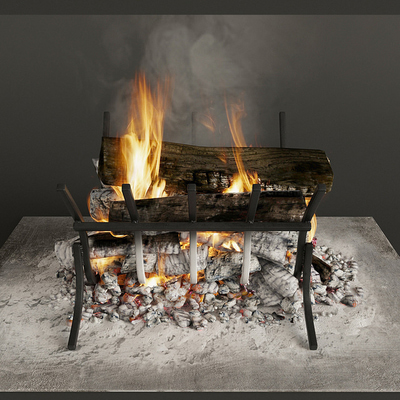 木柴堆火堆篝火3d模型