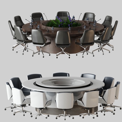 圆形会议桌椅3d模型