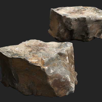 石头石块海滩岩石3d模型