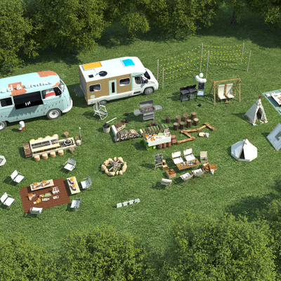 户外帐篷露营基地3d模型
