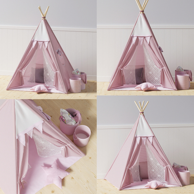 粉色儿童帐篷3d模型