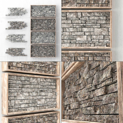 石头装饰背景墙3d模型