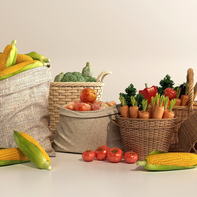 玉米胡萝卜蔬菜3d模型