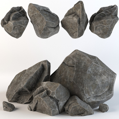 石头石块景观小品3d模型