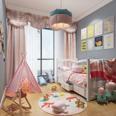 卧室儿童房3d模型下载