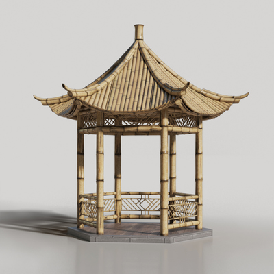 竹子凉亭建筑构件3d模型