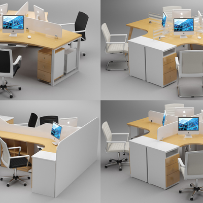 员工办公桌3d模型